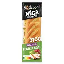 Sodebo, Sandwich Le Méga baguette Poulet rôti tomates salade kébab