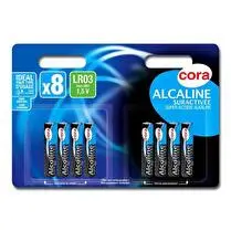Cora, Piles alcalines suractivées AAA LR03 x8