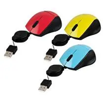 Apm, Souris filaire câble rétractable couleurs acidulées