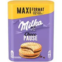Milka, Biscuits choco pause avec un fourrage au chocolat au lait  x 2