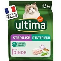 Ultima, Croquettes pour chats stérilisés d'intérieur à la dinde