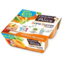 Charles & Alice, Dessert fruitier  pomme abricot sans sucres ajoutés