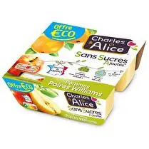 Charles & Alice, Dessert fruitier pomme poire sans sucres ajoutés