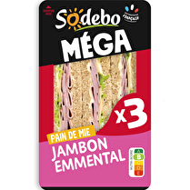 Sodebo, Sandwich triangle le méga club complet jambon emmental