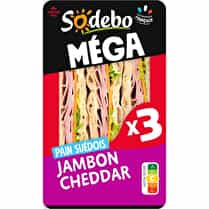 Sodebo, Sandwich méga club Suédois jambon cheddar