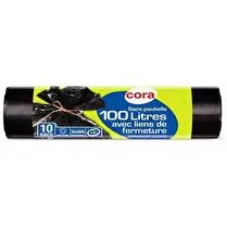 Cora, Sacs poubelle avec liens de fermeture 100L