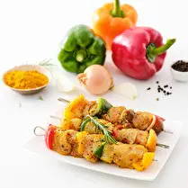 Votre boucher propose, Produit élaboré : Brochette de poulet marinée à l'indienne  à griller x 2