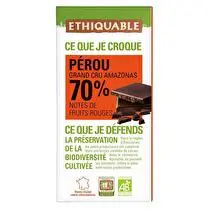 Ethiquable, Chocolat noir 70% Pérou BIO