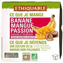 Ethiquable, Purée de banae, mangue, passion BIO