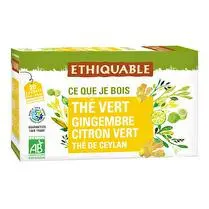 Ethiquable, Thé vert gingembre citron vert BIO x20