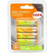 Cora, Piles rechargeables 2050 mAh AA LR06 x4