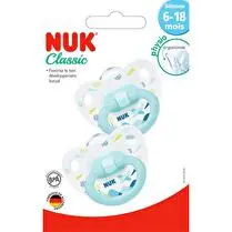 Nuk, Sucettes silicone x2 nuk classic - 6/18 mois garçon gris