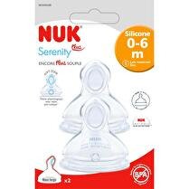 NUK Tetines silicone x2 col large serenity lait maternel /eau - 0/6 mois