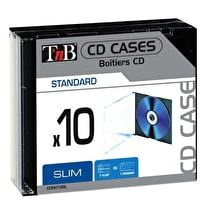 T'nB, 10 boitiers slim transparents avec plateau noir pour 1 cd