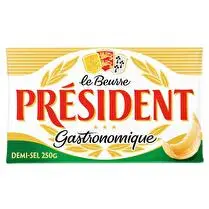 Président, Beurre gastronomique demi-sel 80% MG plaquette