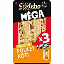 Sodebo, Sandwich méga club complet poulet mayonnaise