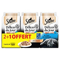 Sheba, Repas pour chat Mini délices du jour en sauce aux poissons 2 + 1 offert
