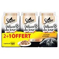 Sheba, Repas pour chat Mini délices du jour en sauce à la volaille 2 + 1 offert