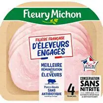 Fleury michon, Jambon supérieur sans couenne filière Française 4 tranches