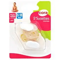 Cora, Sucettes latex x2 2ème âge physiologique - 6/18 mois