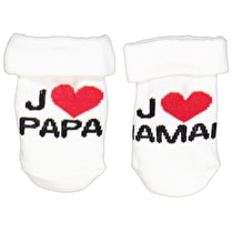 Influx, Bottons naissance J'aime Papa J'aime Maman, Blanc, 0/6 mois