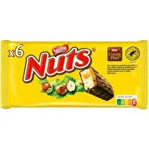 Nestlé, Nuts - Barre de chocolat au lait caramel et fourrage noisette x6