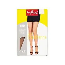 Influx, Collant duo voile élasthanne x2, Fauve, T4