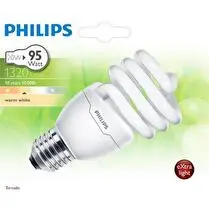 Philips, Ampoule tornado T2 E27-20W blanc chaud