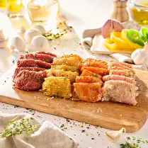 Votre boucher propose, Produit élaboré : Cuisson sur pierre : Boeuf, porc et dinde marinés