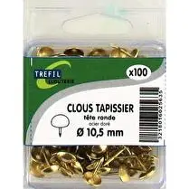 Trefilaction, Clou tapissier tête ronde acier doré 10,5mm x100