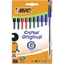 Bic, Stylos bille cristal pointe moyenne 1.0mm  x10