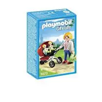 Playmobil, Maman avec jumeaux et landau 5573, contient 3 personnages, 1 landau et des accessoires (sac à main, hochets), dès 3 ans