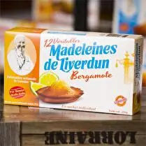 Les Madeleines de Liverdun, BoÏte de 12 Madeleines aromatisées à la Bergamote