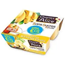 Charles & Alice, Dessert fruitier pomme banane & vanille sans sucres ajoutés