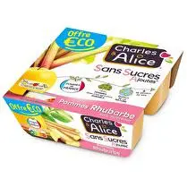 Charles & Alice, Dessert fruitier pomme rhubarbe sans sucre ajouté