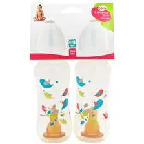 Cora, Biberons cintré x2 240ml tétine latex polypropylène tree birds
