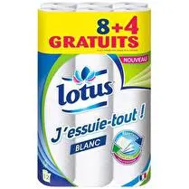 Lotus, J'essuie tout Blanc - 8 rouleaux + 4 offerts