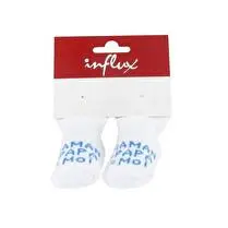 Influx, Bottons naissance Bébé Garçon Maman + Papa = Moi, Blanc/bleu, 15/17
