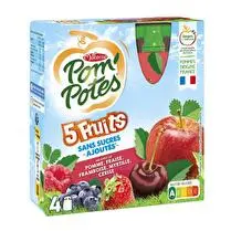 Materne, Pom'potes - Compote aux 5 fruits rouges sans sucres ajoutés  4x90g