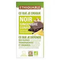 Ethiquable, Chocolat noir gingembre confit BIO