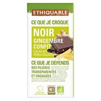 ETHIQUABLE Chocolat noir gingembre confit BIO
