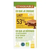 Ethiquable, Chocolat au lait 53% Equateur BIO