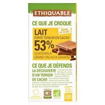 ETHIQUABLE Chocolat au lait 53% Equateur BIO