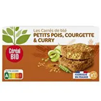 Céréal bio, Tendres carrés de blé petits pois courgette & curry BIO