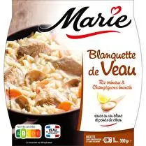 Marie, Blanquette de veau riz crémeux & champignons émincés