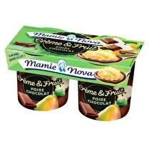 Mamie Nova, Crème et fruit à la poire chocolat  2x140g