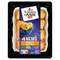 Traditions d'Asie, 4 Nems au Poulet avec sauce Nuoc Mam