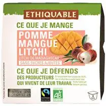 Ethiquable, Purée de fruits pomme mangue litchi BIO 4x100g