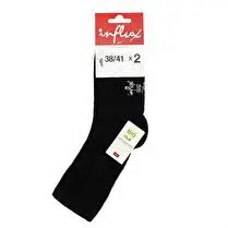 Influx, Socquettes unies coton bio x 2, Noir, 35/37