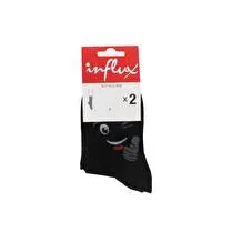 Influx, Chaussettes x 2 fantaisie humour A l'aise Relax Garçon, Noir, 27/30
